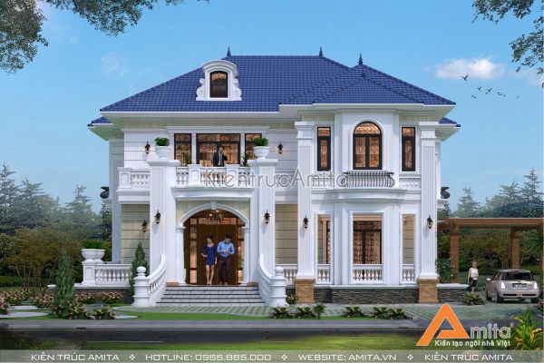 Mẫu biệt thự tân cổ điển Pháp 2 tầng (CĐT: ông Chí - Quảng Nam) BT22096