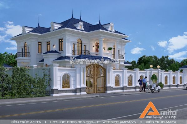 Mẫu thiết kế dinh thự biệt thự 2 tầng đẹp lãng mạn BT22098