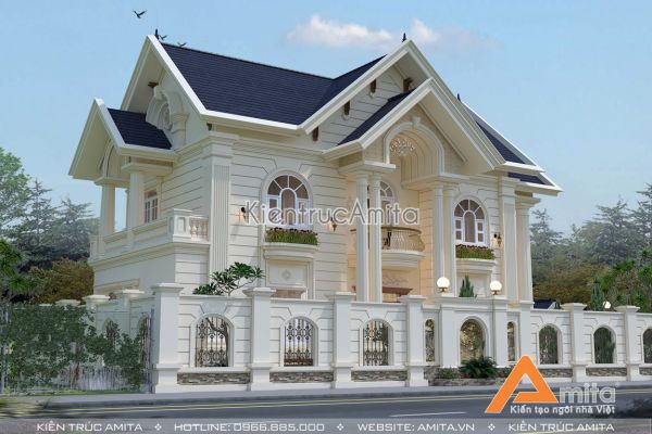 Mẫu biệt thự 2 tầng tân cổ điển Pháp tinh tế sang trọng BT22104