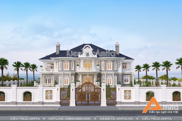 Mẫu lâu đài dinh thự tân cổ điển 2 tầng đẹp hoàn hảo BT22123