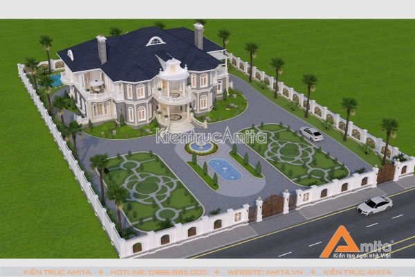 Mẫu lâu đài dinh thự tân cổ điển 2 tầng đẹp hoàn hảo BT22123