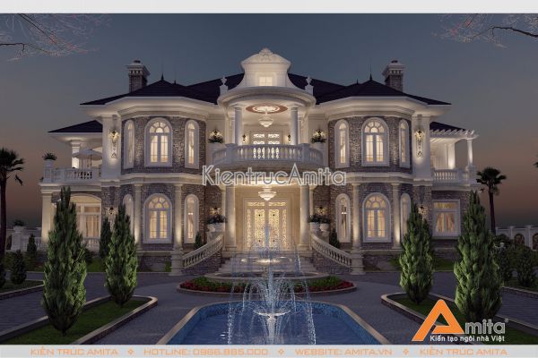 Mẫu lâu đài dinh thự tân cổ điển 2 tầng đẹp hoàn hảo BT22123