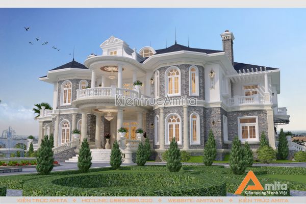 Mẫu lâu đài dinh thự tân cổ điển 2 tầng đẹp hoàn hảo BT22123