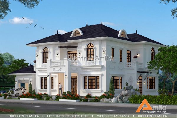 Thiết kế biệt thự kiểu Pháp mái thái (CĐT: Ông Long - Hà Tĩnh) BT22169