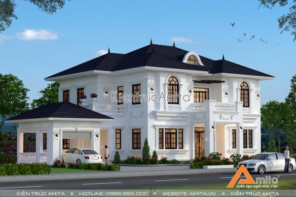Thiết kế biệt thự kiểu Pháp mái thái (CĐT: Ông Long - Hà Tĩnh) BT22169