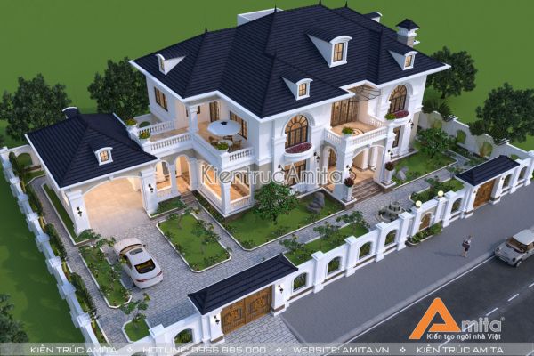 Mẫu nhà biệt thự 2 tầng mái Thái tân cổ điển đẹp tại Hà Tĩnh BT22173