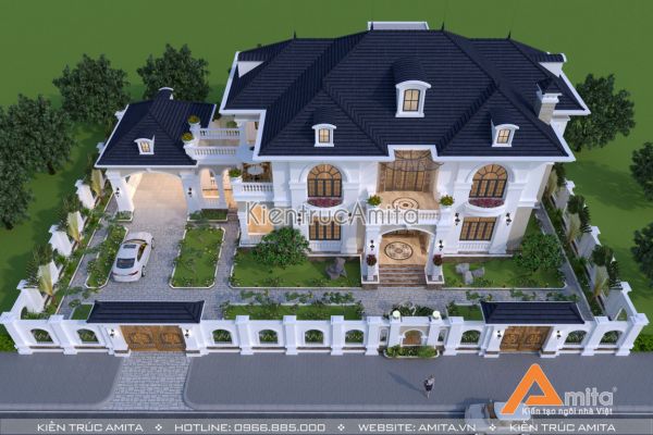 Mẫu nhà biệt thự 2 tầng mái Thái tân cổ điển đẹp tại Hà Tĩnh BT22173