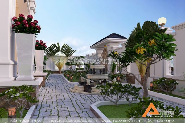 Mẫu nhà biệt thự 2 tầng mái Thái tân cổ điển đẹp tại Hà Tĩnh BT22173