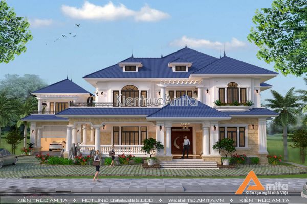 Thiết kế biệt thự 2 tầng tân cổ điển đẹp tại Đà Nẵng BT22174