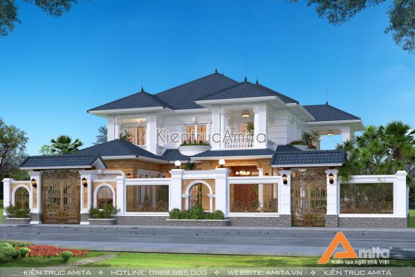 Thiết kế biệt thự tân cổ điển 2 tầng (CĐT: ông Phúc - Hà Tĩnh) BT22175