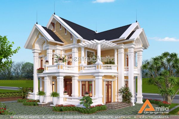 Biệt thự tân cổ điển Pháp 2 tầng (CĐT: Ông Hoài - Thái Nguyên) BT22203