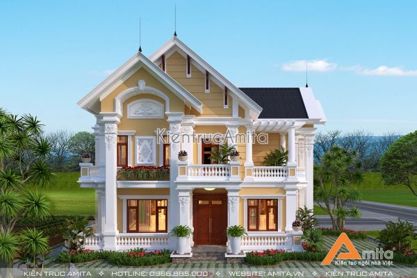 Biệt thự tân cổ điển Pháp 2 tầng (CĐT: Ông Hoài - Thái Nguyên) BT22203