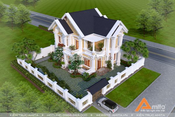 Biệt thự tân cổ điển Pháp 2 tầng (CĐT: Ông Hoài - Thái Nguyên) BT22203