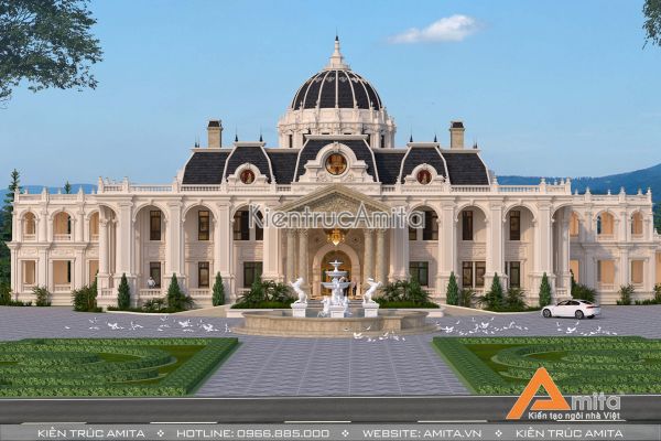Thiết kế lâu đài dinh thự phong cách Pháp đẹp lãng mạn BT22205