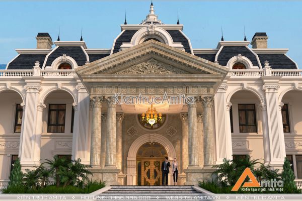 Thiết kế lâu đài dinh thự phong cách Pháp đẹp lãng mạn BT22205