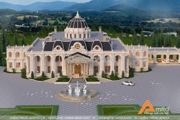 Thiết kế lâu đài dinh thự phong cách Pháp đẹp lãng mạn BT22205