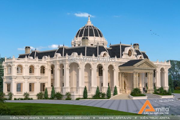 Thiết kế lâu đài dinh thự phong cách Pháp đẹp lãng mạn BT22205