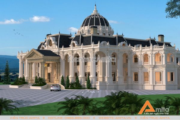 Thiết kế lâu đài dinh thự phong cách Pháp đẹp lãng mạn BT22205