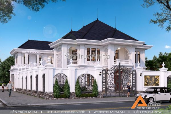 Mẫu thiết kế biệt thự 2 tầng châu Âu tân cổ điển BT22217