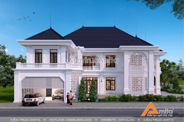Mẫu thiết kế biệt thự 2 tầng châu Âu tân cổ điển BT22217