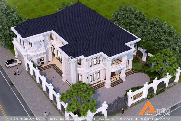 Mẫu thiết kế biệt thự 2 tầng châu Âu tân cổ điển BT22217