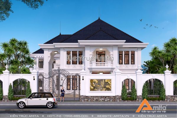 Mẫu thiết kế biệt thự 2 tầng châu Âu tân cổ điển BT22217