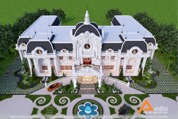 Thiết kế dinh thự 2 tầng kiến trúc Pháp đẹp đẳng cấp BT22221