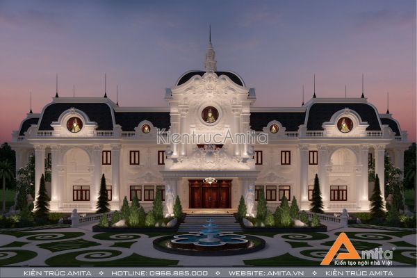 Thiết kế dinh thự 2 tầng kiến trúc Pháp đẹp đẳng cấp BT22221