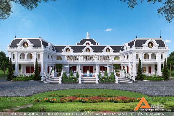 Thiết kế dinh thự 2 tầng kiến trúc Pháp đẹp đẳng cấp BT22221
