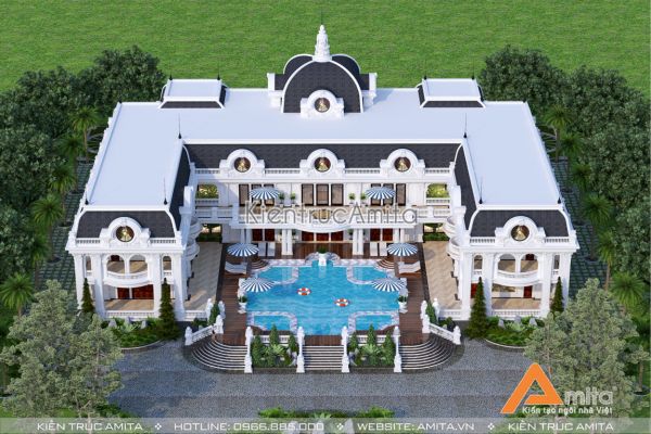 Thiết kế dinh thự 2 tầng kiến trúc Pháp đẹp đẳng cấp BT22221