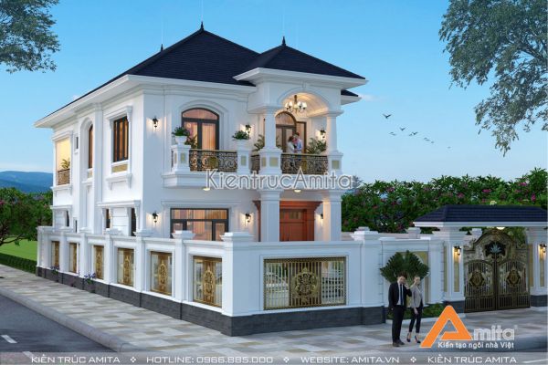 Thiết kế biệt thự 2 tầng tân cổ điển (CĐT:Ông Sơn - Thái Bình) BT22230