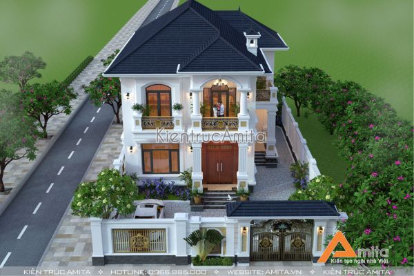 Thiết kế biệt thự 2 tầng tân cổ điển (CĐT:Ông Sơn - Thái Bình) BT22230