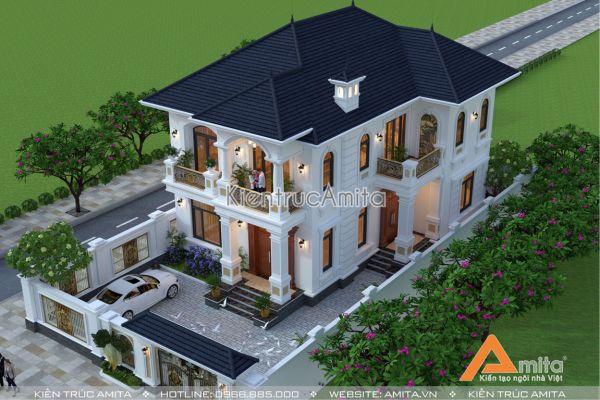 Thiết kế biệt thự 2 tầng tân cổ điển (CĐT:Ông Sơn - Thái Bình) BT22230