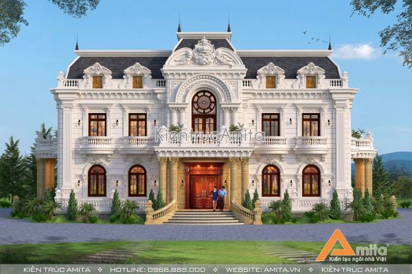 Mãn nhãn với thiết kế dinh thự biệt thự 2 tầng cổ điển BT22279