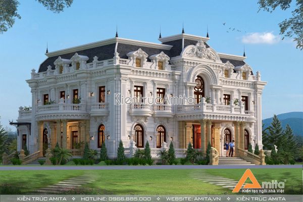 Mãn nhãn với thiết kế dinh thự biệt thự 2 tầng cổ điển BT22279