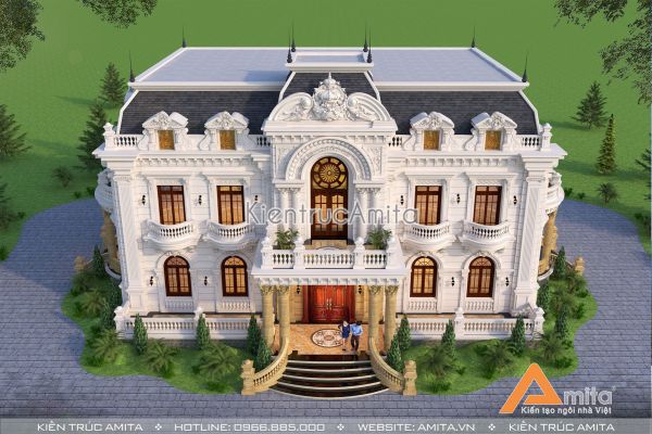 Mãn nhãn với thiết kế dinh thự biệt thự 2 tầng cổ điển BT22279