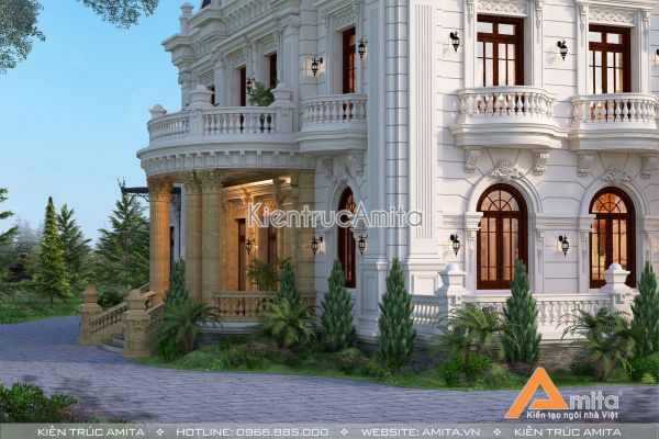 Mãn nhãn với thiết kế dinh thự biệt thự 2 tầng cổ điển BT22279