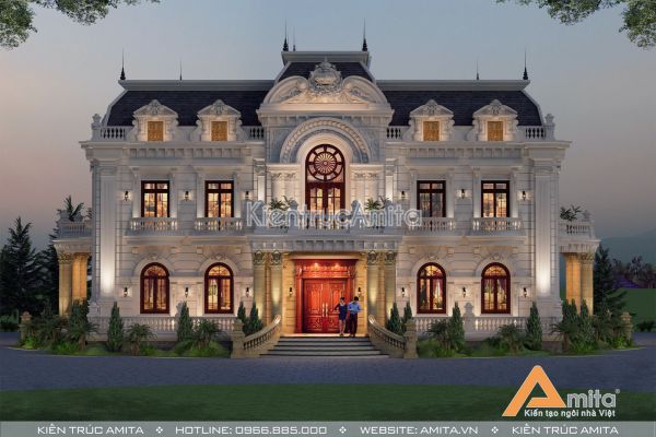 Mãn nhãn với thiết kế dinh thự biệt thự 2 tầng cổ điển BT22279