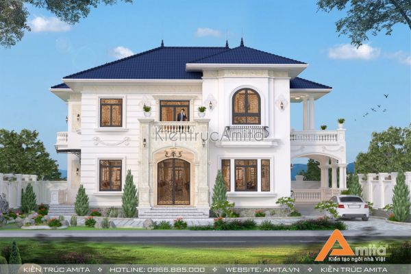 Mẫu biệt thự nhà vườn 2 tầng tân cổ điển BT22292