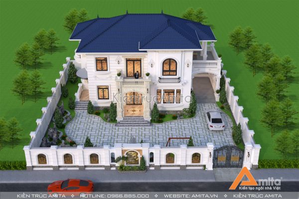 Mẫu biệt thự nhà vườn 2 tầng tân cổ điển BT22292