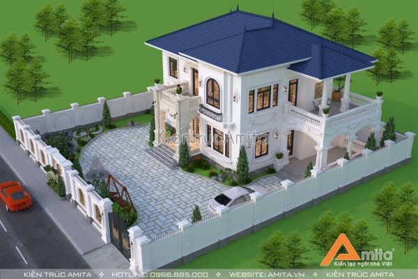 Mẫu biệt thự nhà vườn 2 tầng tân cổ điển BT22292