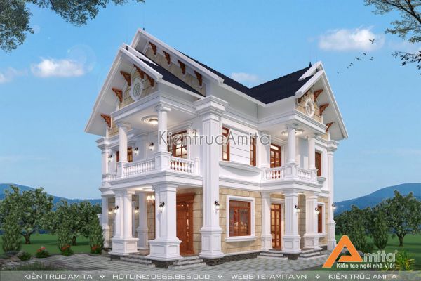 Thiết kế biệt thự đẹp 2 tầng tân cổ điển ấn tượng BT22293