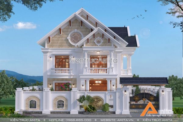 Thiết kế biệt thự đẹp 2 tầng tân cổ điển ấn tượng BT22293