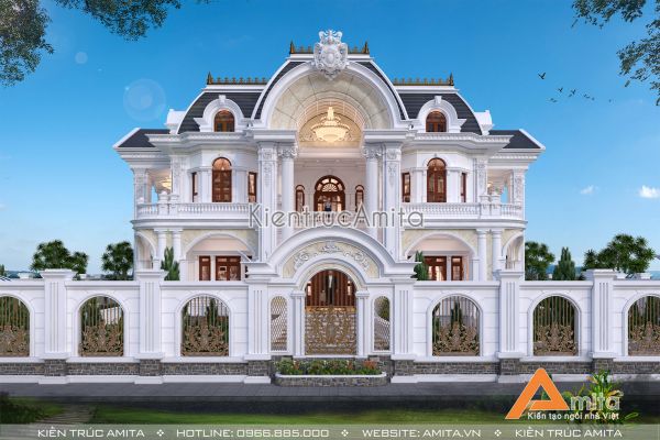 Mẫu thiết kế dinh thự 2 tầng phong cách tân cổ điển BT22296