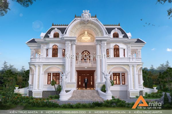 Mẫu thiết kế dinh thự 2 tầng phong cách tân cổ điển BT22296
