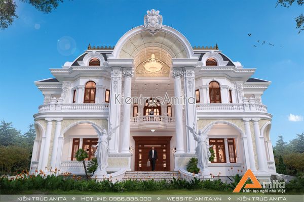 Mẫu thiết kế dinh thự 2 tầng phong cách tân cổ điển BT22296