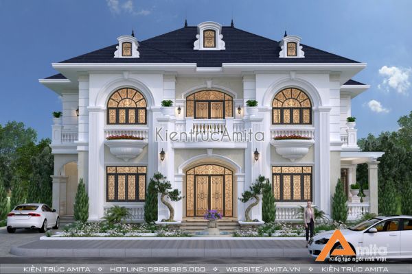 Mẫu nhà biệt thự 2 tầng 200m2 (CĐT: Ông Hùng - Lạng Sơn) BT22302