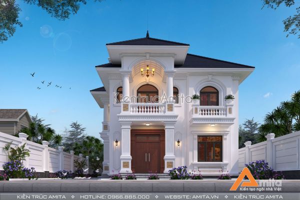 Mê mẩn với mẫu thiết kế biệt thự 2 tầng tân cổ điển BT22312