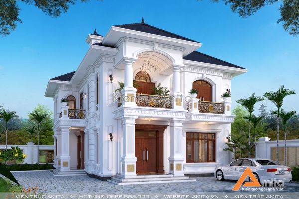 Thiết kế biệt thự 2 tầng tân cổ điển mặt tiền 11,5m BT22322