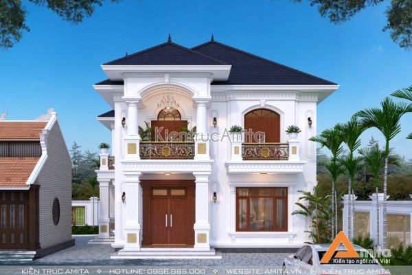 Thiết kế biệt thự 2 tầng tân cổ điển mặt tiền 11,5m BT22322